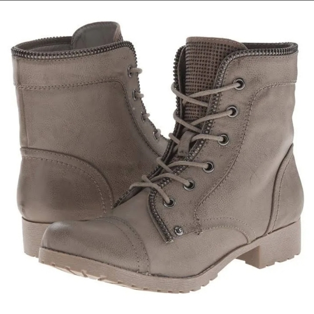 Guess Women's Metallic Gray Combat Boots